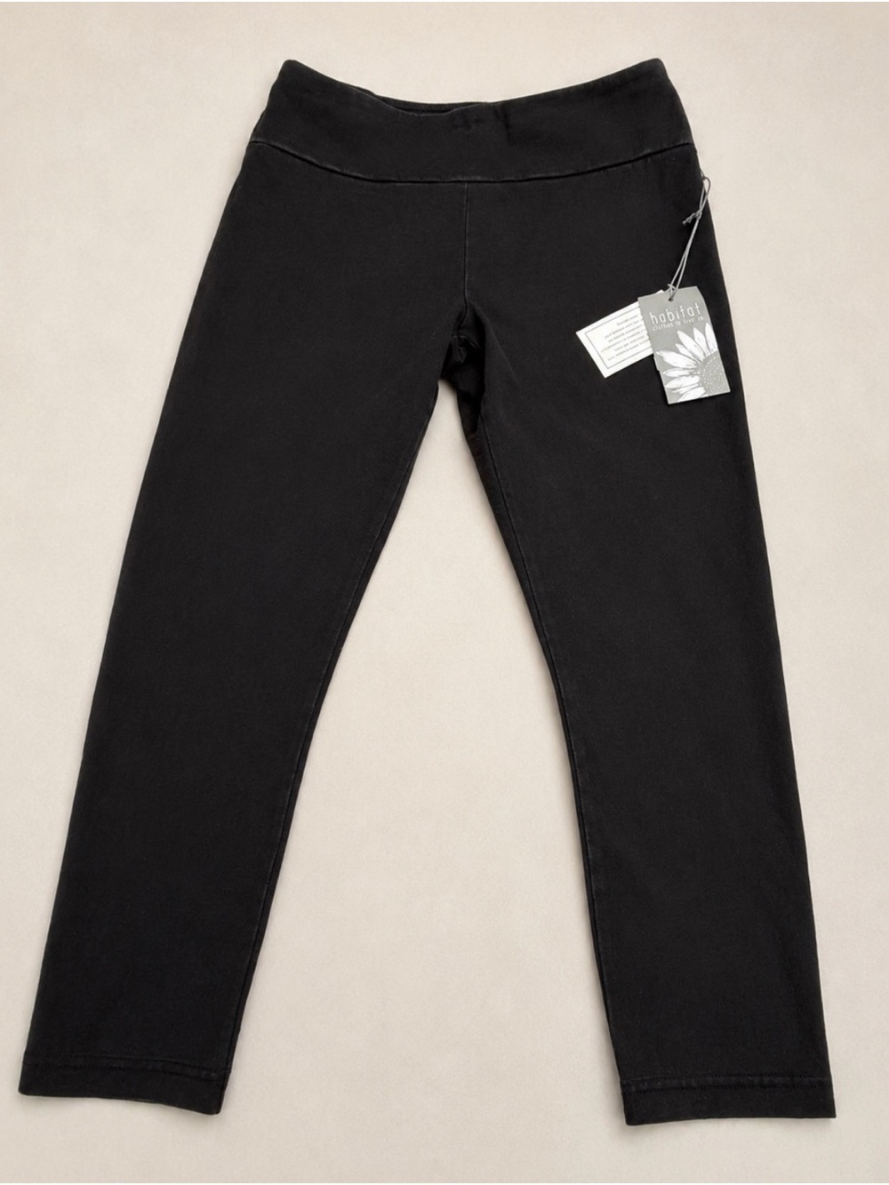 Habitat Clothes to Live In Stonewash Cotton Capri Travel Pants Black XS NWT